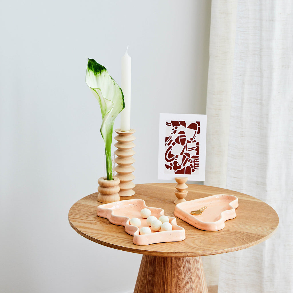 Ceramic Wave Trays - Speckled Peach - Triangle