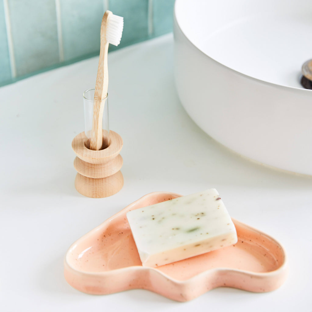 Ceramic Wave Trays - Speckled Peach - Triangle