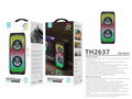 Techancy Altifalante Bluetooth Sem Fios  TH2637, Altifalante De 2*4 Polegadas, Som Estéreo Tws, Ritmos De Luz Led,
