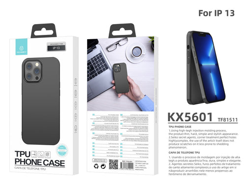 Capa para telemóvel Techancy New TPU Preto, KX5601, com proteção para a lente da câmara, compatível com iPhone 13