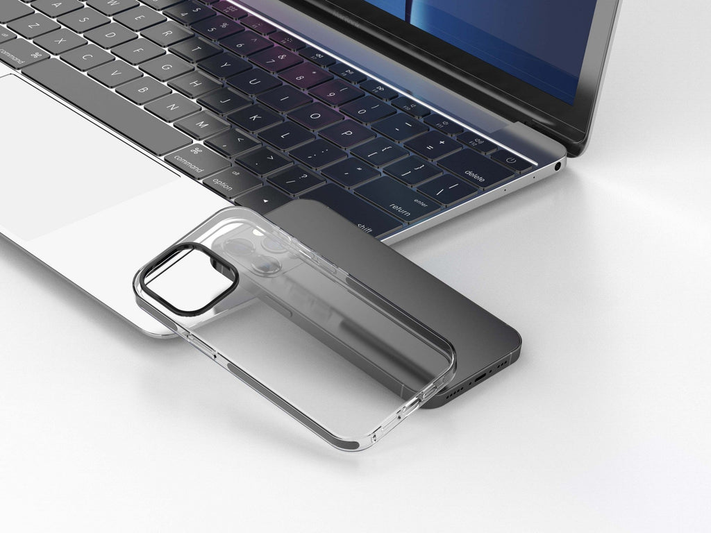 Capa transparente para telemóvel Techancy New Acrylic, KX5602, compatível com iPhone 14, transparente + Preto